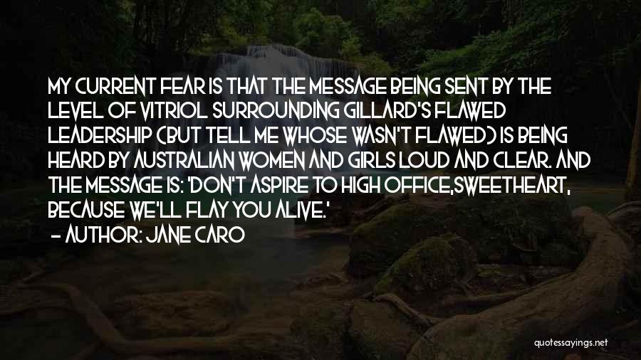 Jane Caro Quotes: My Current Fear Is That The Message Being Sent By The Level Of Vitriol Surrounding Gillard's Flawed Leadership (but Tell