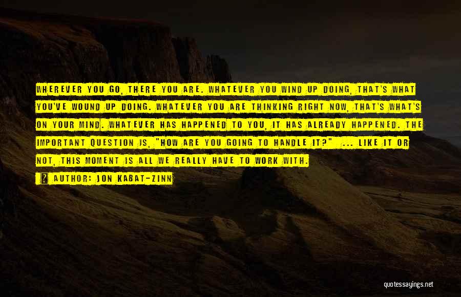 Jon Kabat-Zinn Quotes: Wherever You Go, There You Are. Whatever You Wind Up Doing, That's What You've Wound Up Doing. Whatever You Are