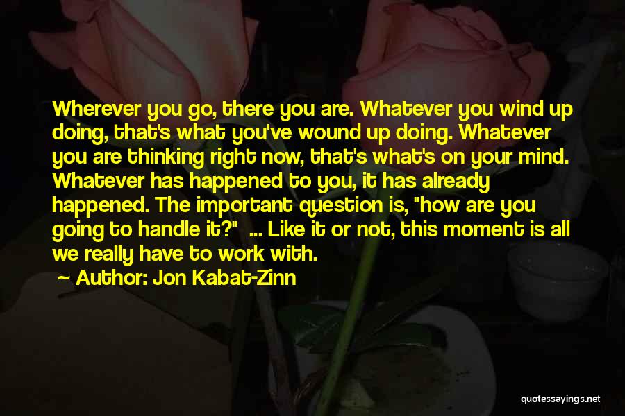 Jon Kabat-Zinn Quotes: Wherever You Go, There You Are. Whatever You Wind Up Doing, That's What You've Wound Up Doing. Whatever You Are