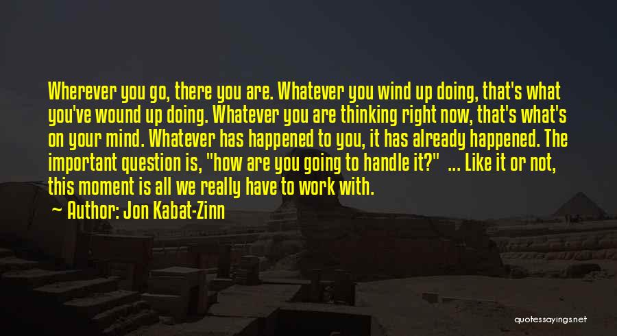 Jon Kabat-Zinn Quotes: Wherever You Go, There You Are. Whatever You Wind Up Doing, That's What You've Wound Up Doing. Whatever You Are