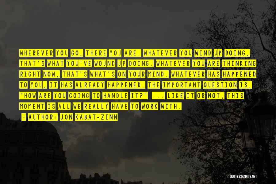 Jon Kabat-Zinn Quotes: Wherever You Go, There You Are. Whatever You Wind Up Doing, That's What You've Wound Up Doing. Whatever You Are