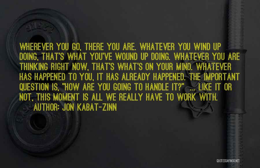 Jon Kabat-Zinn Quotes: Wherever You Go, There You Are. Whatever You Wind Up Doing, That's What You've Wound Up Doing. Whatever You Are
