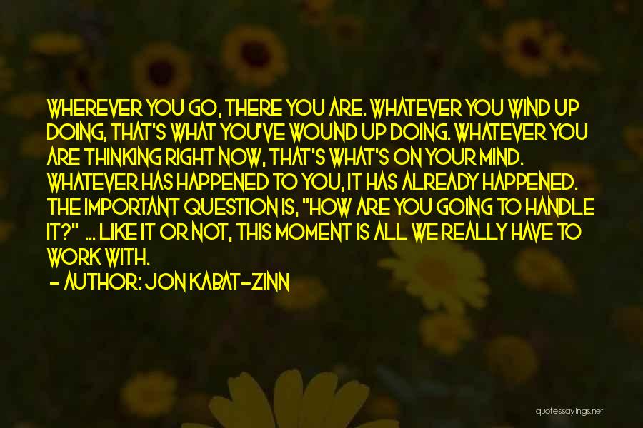 Jon Kabat-Zinn Quotes: Wherever You Go, There You Are. Whatever You Wind Up Doing, That's What You've Wound Up Doing. Whatever You Are