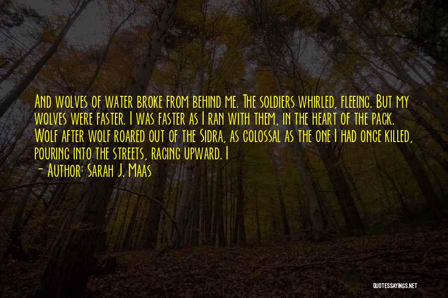 Sarah J. Maas Quotes: And Wolves Of Water Broke From Behind Me. The Soldiers Whirled, Fleeing. But My Wolves Were Faster. I Was Faster