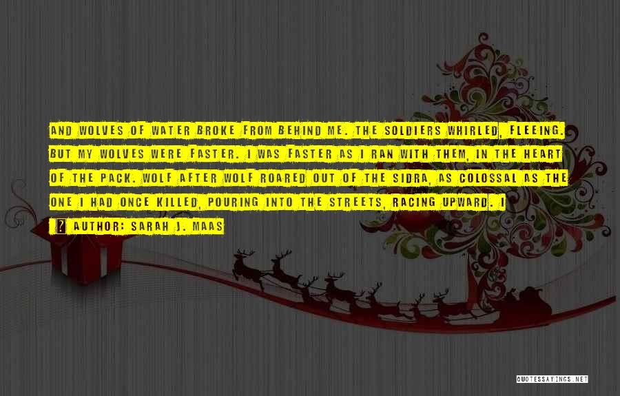 Sarah J. Maas Quotes: And Wolves Of Water Broke From Behind Me. The Soldiers Whirled, Fleeing. But My Wolves Were Faster. I Was Faster