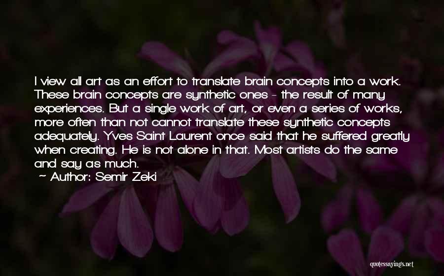 Semir Zeki Quotes: I View All Art As An Effort To Translate Brain Concepts Into A Work. These Brain Concepts Are Synthetic Ones