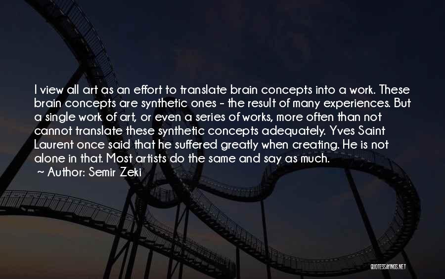 Semir Zeki Quotes: I View All Art As An Effort To Translate Brain Concepts Into A Work. These Brain Concepts Are Synthetic Ones