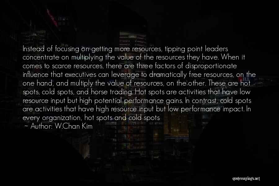W.Chan Kim Quotes: Instead Of Focusing On Getting More Resources, Tipping Point Leaders Concentrate On Multiplying The Value Of The Resources They Have.