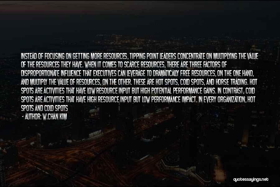 W.Chan Kim Quotes: Instead Of Focusing On Getting More Resources, Tipping Point Leaders Concentrate On Multiplying The Value Of The Resources They Have.