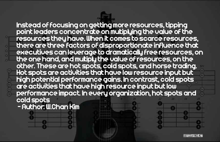 W.Chan Kim Quotes: Instead Of Focusing On Getting More Resources, Tipping Point Leaders Concentrate On Multiplying The Value Of The Resources They Have.