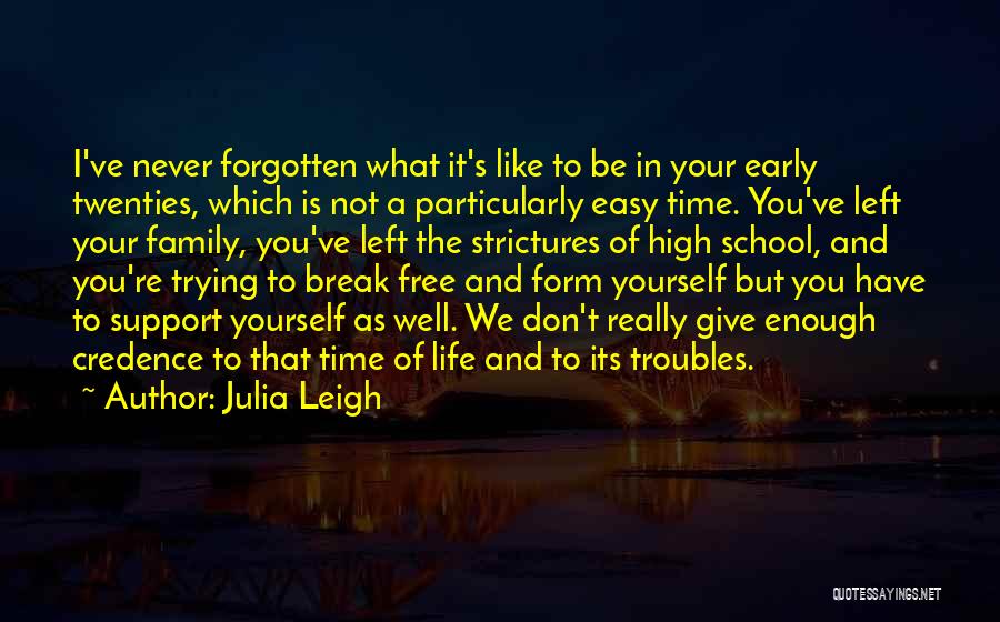 Julia Leigh Quotes: I've Never Forgotten What It's Like To Be In Your Early Twenties, Which Is Not A Particularly Easy Time. You've