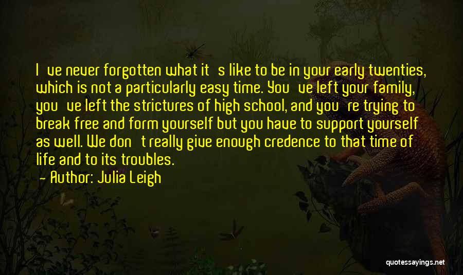 Julia Leigh Quotes: I've Never Forgotten What It's Like To Be In Your Early Twenties, Which Is Not A Particularly Easy Time. You've