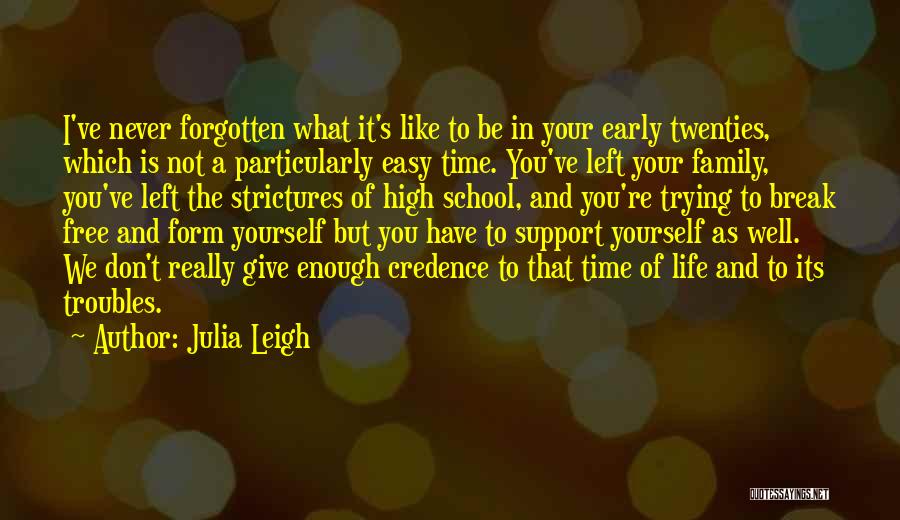 Julia Leigh Quotes: I've Never Forgotten What It's Like To Be In Your Early Twenties, Which Is Not A Particularly Easy Time. You've