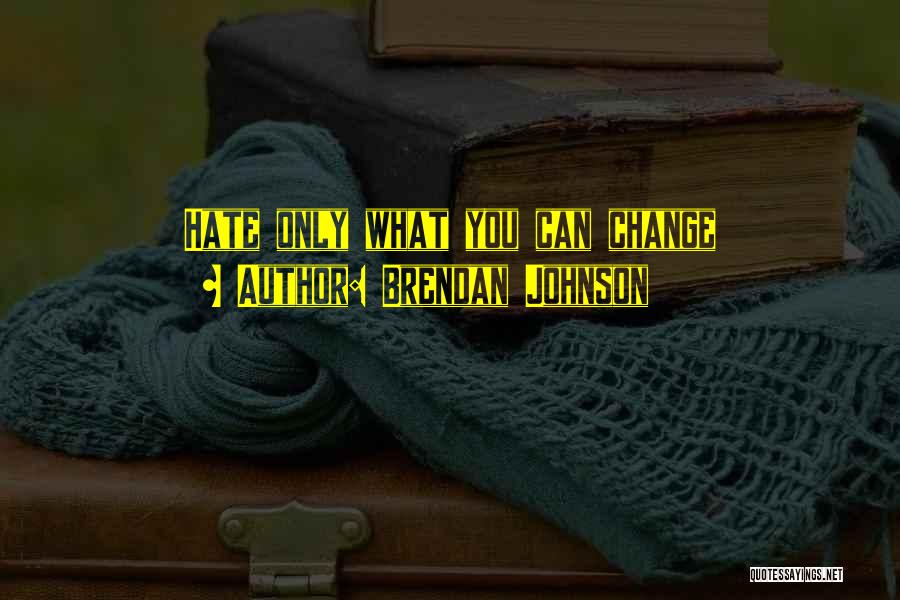 Brendan Johnson Quotes: Hate Only What You Can Change