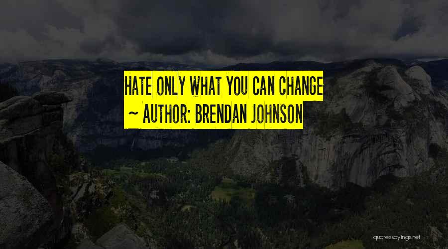 Brendan Johnson Quotes: Hate Only What You Can Change