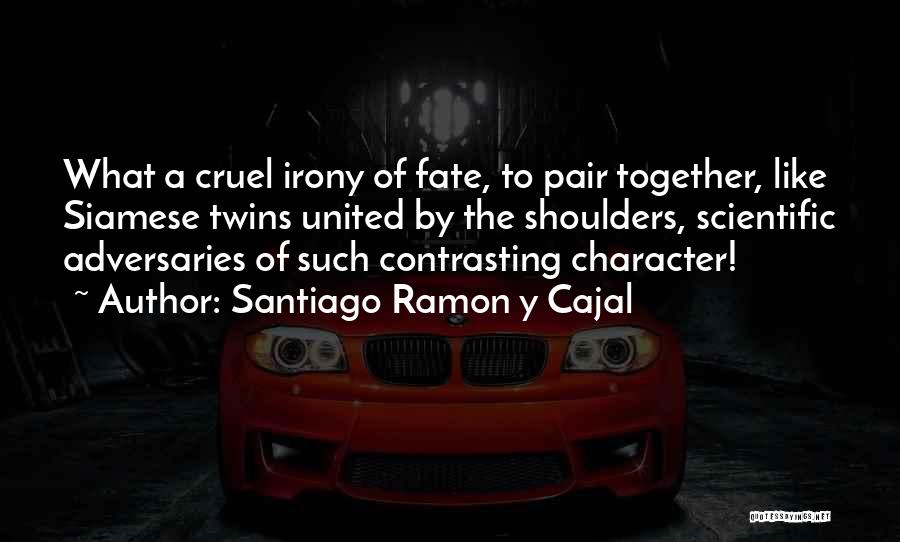 Santiago Ramon Y Cajal Quotes: What A Cruel Irony Of Fate, To Pair Together, Like Siamese Twins United By The Shoulders, Scientific Adversaries Of Such