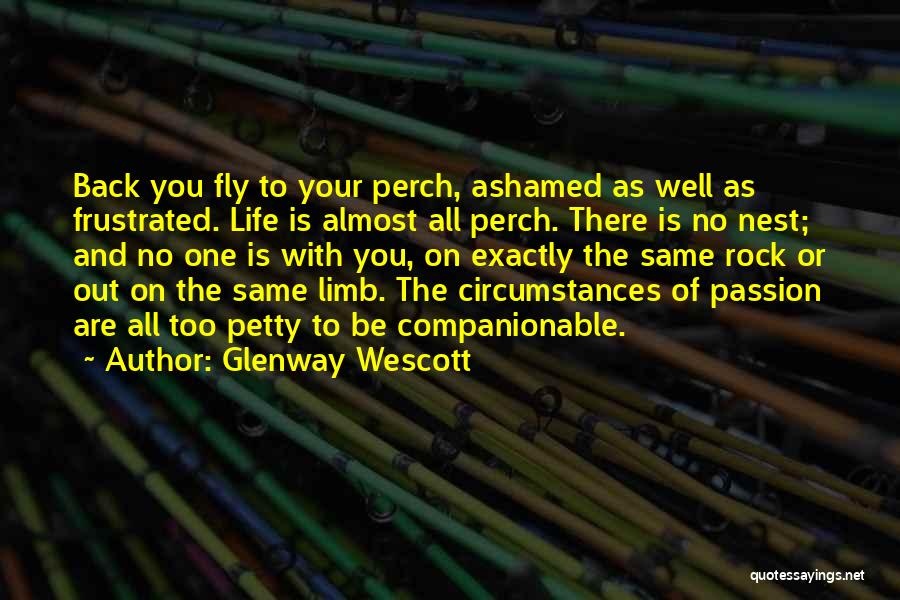 Glenway Wescott Quotes: Back You Fly To Your Perch, Ashamed As Well As Frustrated. Life Is Almost All Perch. There Is No Nest;