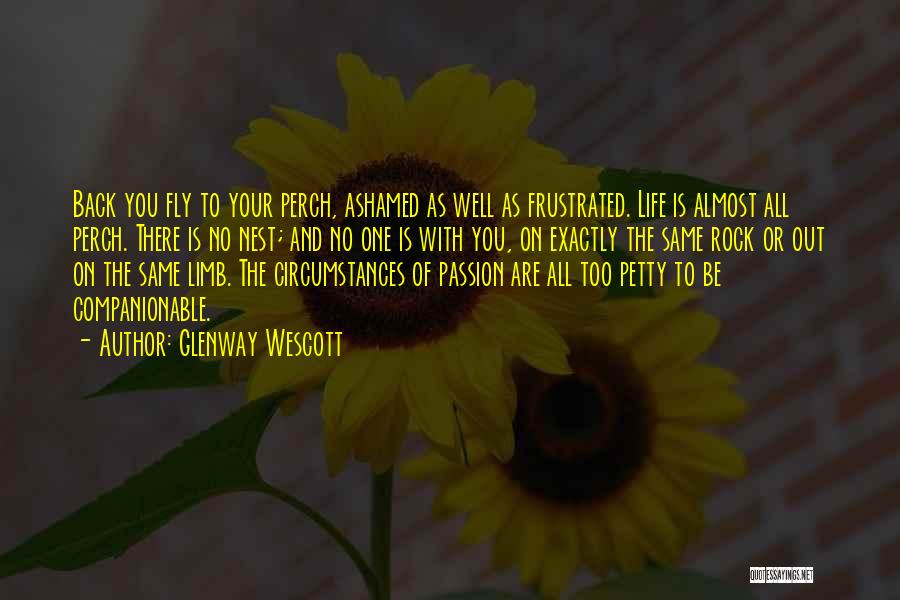 Glenway Wescott Quotes: Back You Fly To Your Perch, Ashamed As Well As Frustrated. Life Is Almost All Perch. There Is No Nest;