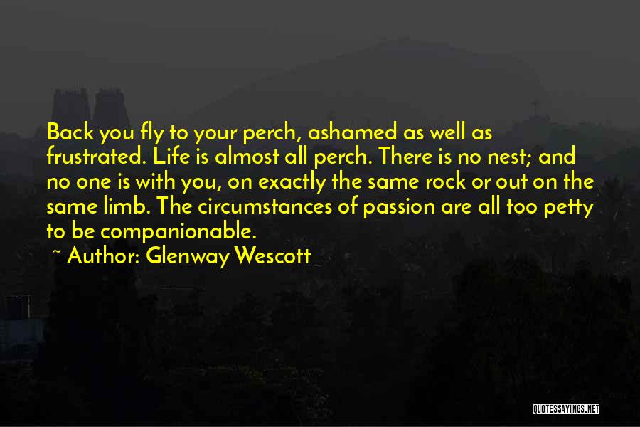 Glenway Wescott Quotes: Back You Fly To Your Perch, Ashamed As Well As Frustrated. Life Is Almost All Perch. There Is No Nest;