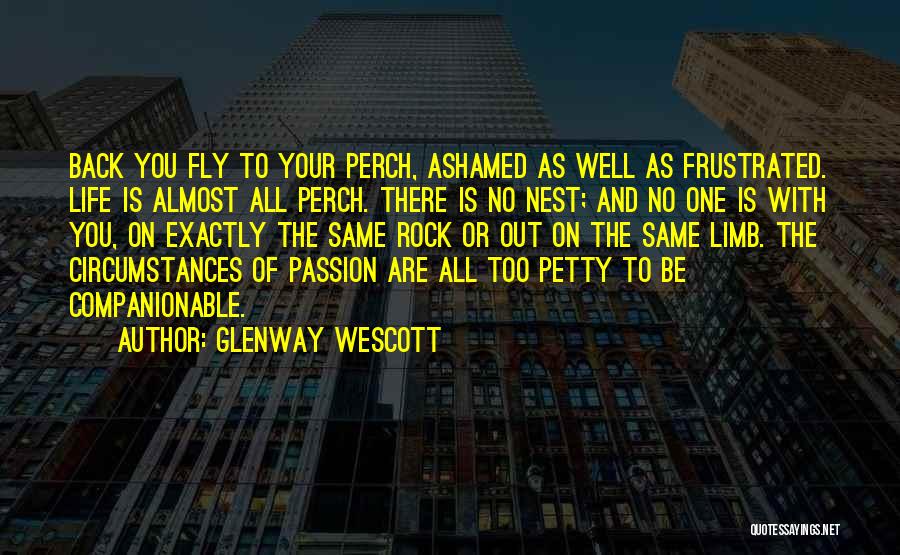 Glenway Wescott Quotes: Back You Fly To Your Perch, Ashamed As Well As Frustrated. Life Is Almost All Perch. There Is No Nest;