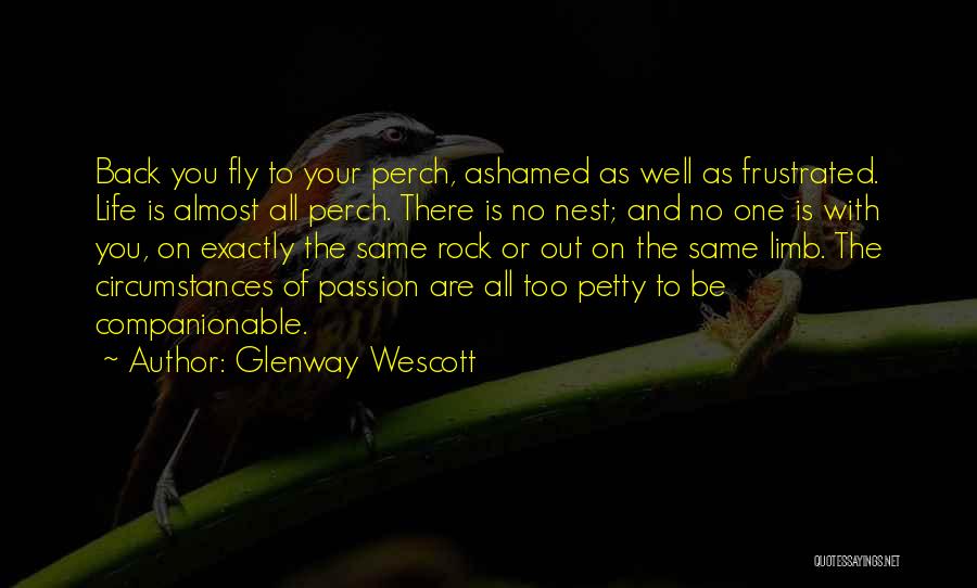 Glenway Wescott Quotes: Back You Fly To Your Perch, Ashamed As Well As Frustrated. Life Is Almost All Perch. There Is No Nest;