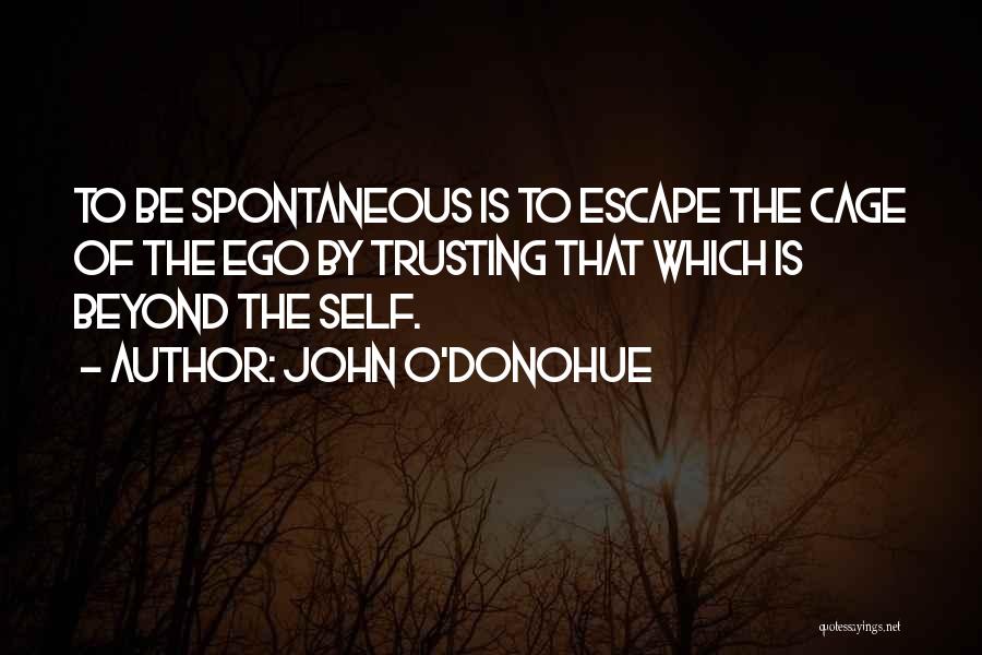 John O'Donohue Quotes: To Be Spontaneous Is To Escape The Cage Of The Ego By Trusting That Which Is Beyond The Self.