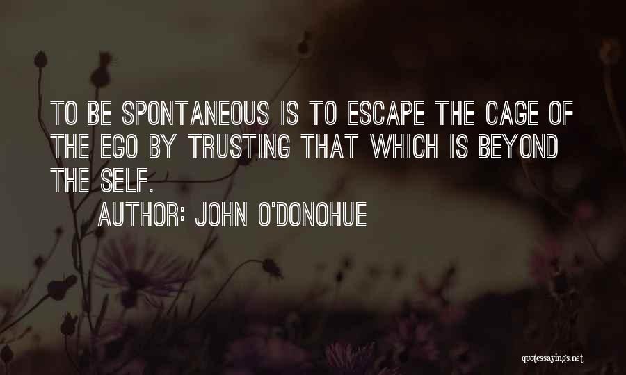 John O'Donohue Quotes: To Be Spontaneous Is To Escape The Cage Of The Ego By Trusting That Which Is Beyond The Self.