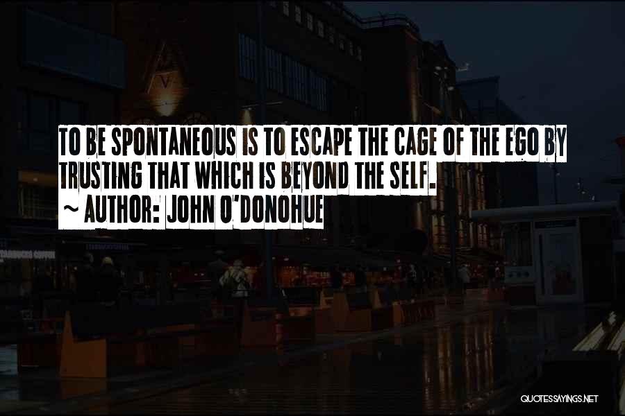 John O'Donohue Quotes: To Be Spontaneous Is To Escape The Cage Of The Ego By Trusting That Which Is Beyond The Self.