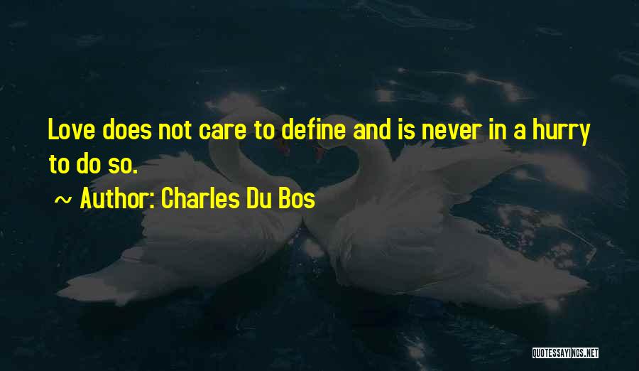 Charles Du Bos Quotes: Love Does Not Care To Define And Is Never In A Hurry To Do So.