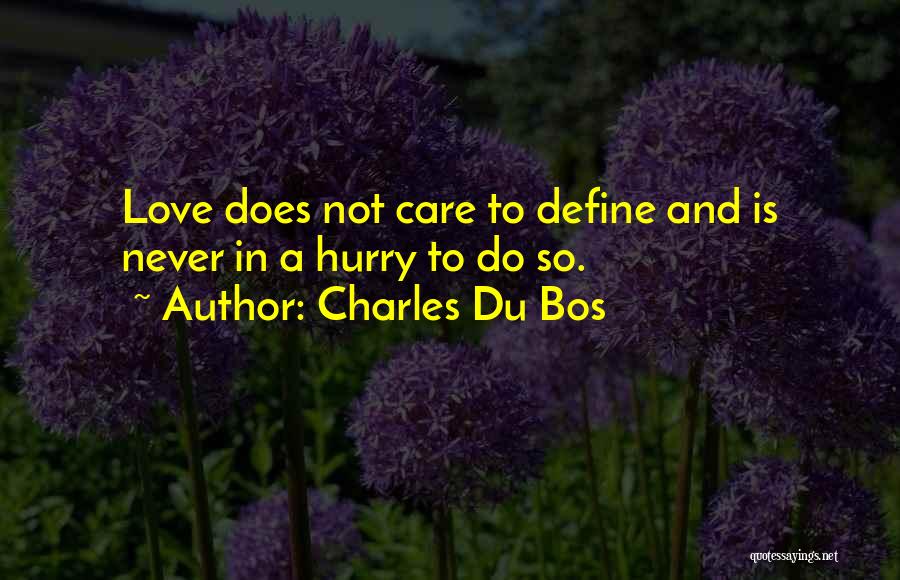 Charles Du Bos Quotes: Love Does Not Care To Define And Is Never In A Hurry To Do So.