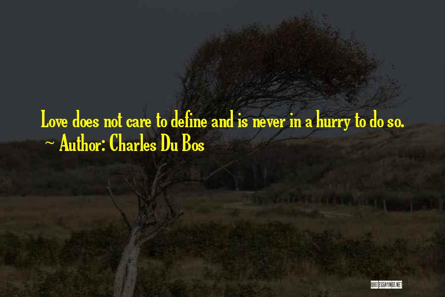 Charles Du Bos Quotes: Love Does Not Care To Define And Is Never In A Hurry To Do So.