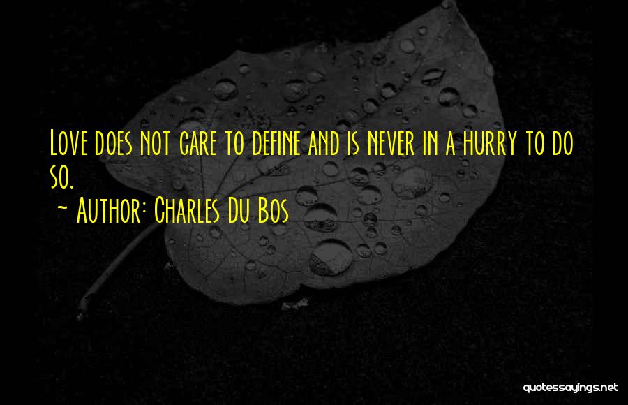 Charles Du Bos Quotes: Love Does Not Care To Define And Is Never In A Hurry To Do So.