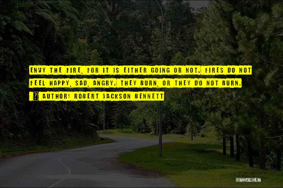 Robert Jackson Bennett Quotes: Envy The Fire, For It Is Either Going Or Not. Fires Do Not Feel Happy, Sad, Angry. They Burn, Or