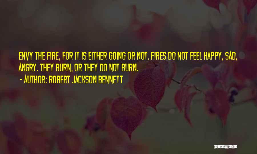 Robert Jackson Bennett Quotes: Envy The Fire, For It Is Either Going Or Not. Fires Do Not Feel Happy, Sad, Angry. They Burn, Or