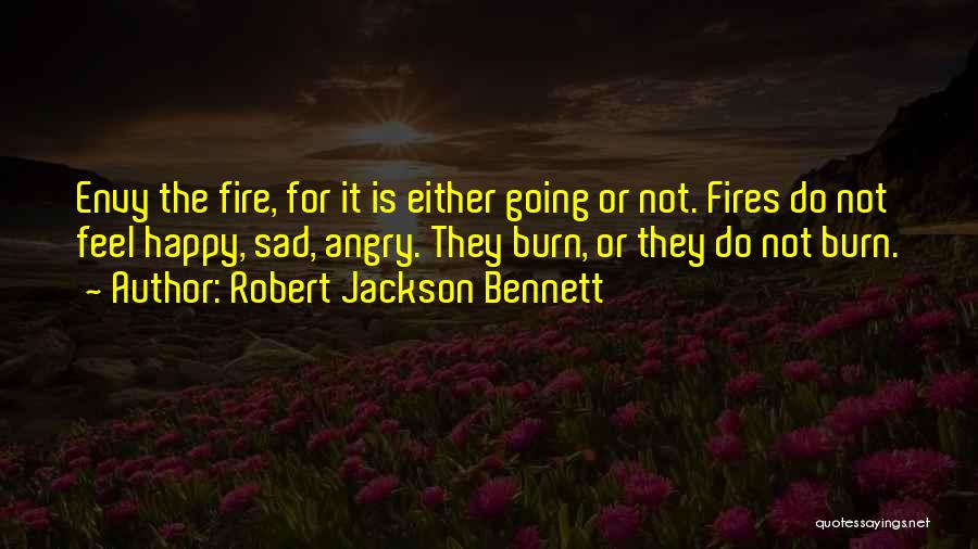 Robert Jackson Bennett Quotes: Envy The Fire, For It Is Either Going Or Not. Fires Do Not Feel Happy, Sad, Angry. They Burn, Or
