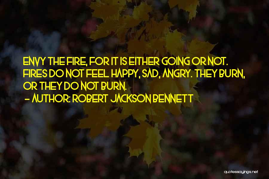 Robert Jackson Bennett Quotes: Envy The Fire, For It Is Either Going Or Not. Fires Do Not Feel Happy, Sad, Angry. They Burn, Or