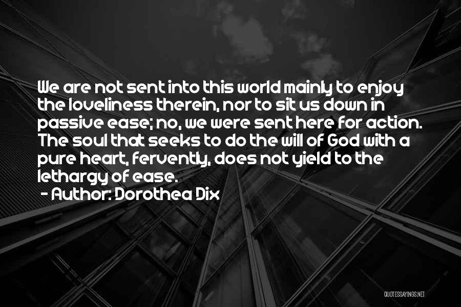 Dorothea Dix Quotes: We Are Not Sent Into This World Mainly To Enjoy The Loveliness Therein, Nor To Sit Us Down In Passive