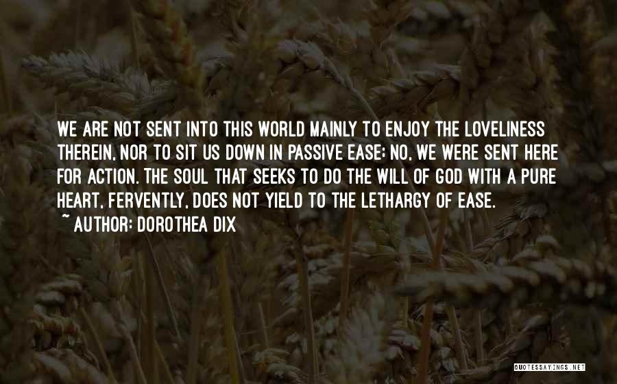 Dorothea Dix Quotes: We Are Not Sent Into This World Mainly To Enjoy The Loveliness Therein, Nor To Sit Us Down In Passive