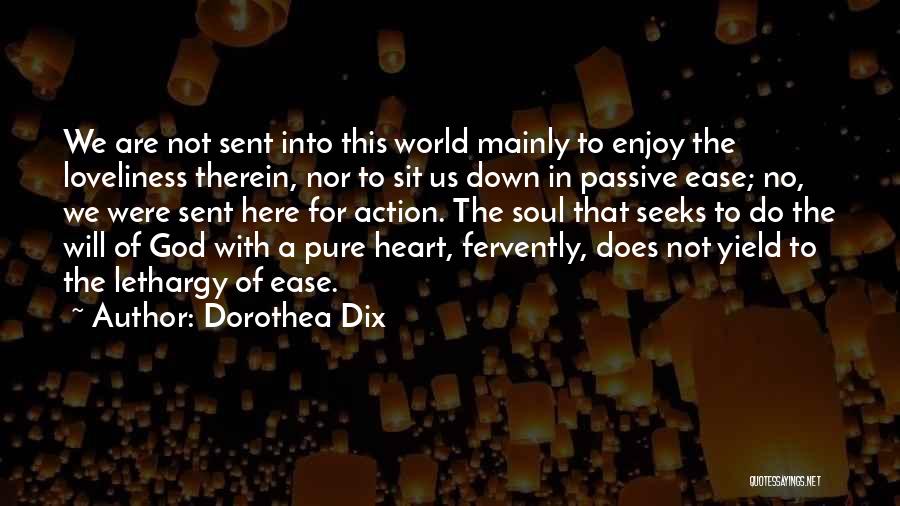 Dorothea Dix Quotes: We Are Not Sent Into This World Mainly To Enjoy The Loveliness Therein, Nor To Sit Us Down In Passive