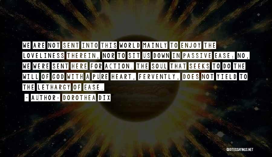 Dorothea Dix Quotes: We Are Not Sent Into This World Mainly To Enjoy The Loveliness Therein, Nor To Sit Us Down In Passive