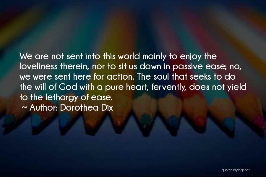 Dorothea Dix Quotes: We Are Not Sent Into This World Mainly To Enjoy The Loveliness Therein, Nor To Sit Us Down In Passive