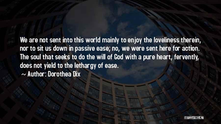 Dorothea Dix Quotes: We Are Not Sent Into This World Mainly To Enjoy The Loveliness Therein, Nor To Sit Us Down In Passive