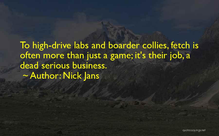 Nick Jans Quotes: To High-drive Labs And Boarder Collies, Fetch Is Often More Than Just A Game; It's Their Job, A Dead Serious