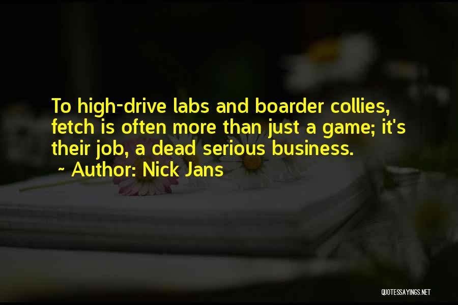 Nick Jans Quotes: To High-drive Labs And Boarder Collies, Fetch Is Often More Than Just A Game; It's Their Job, A Dead Serious