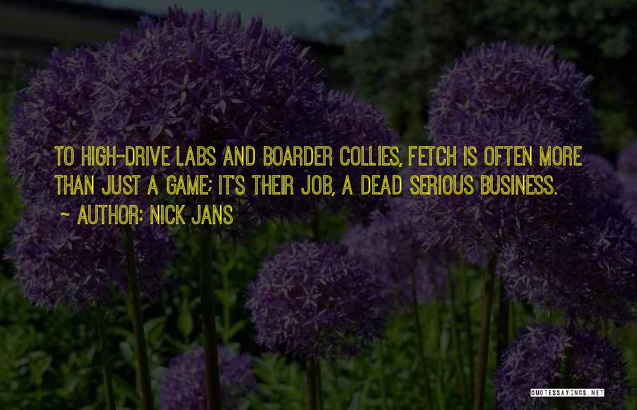 Nick Jans Quotes: To High-drive Labs And Boarder Collies, Fetch Is Often More Than Just A Game; It's Their Job, A Dead Serious