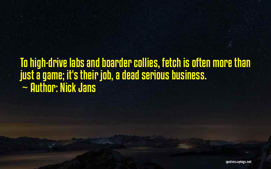 Nick Jans Quotes: To High-drive Labs And Boarder Collies, Fetch Is Often More Than Just A Game; It's Their Job, A Dead Serious