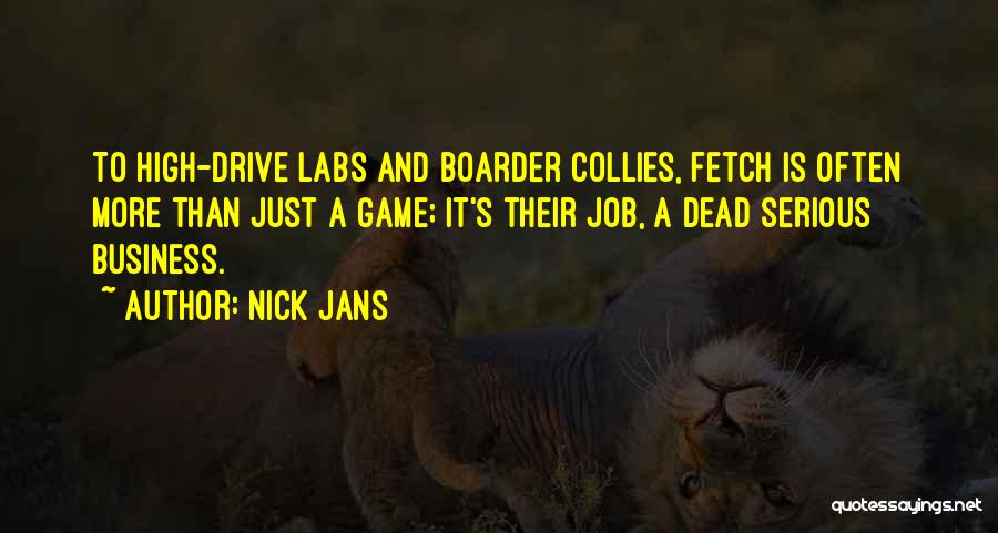 Nick Jans Quotes: To High-drive Labs And Boarder Collies, Fetch Is Often More Than Just A Game; It's Their Job, A Dead Serious