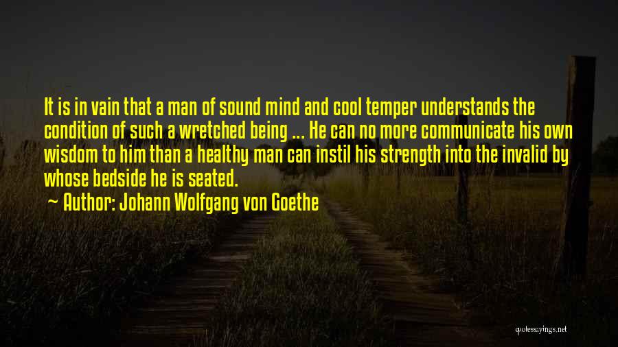 Johann Wolfgang Von Goethe Quotes: It Is In Vain That A Man Of Sound Mind And Cool Temper Understands The Condition Of Such A Wretched