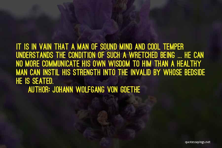 Johann Wolfgang Von Goethe Quotes: It Is In Vain That A Man Of Sound Mind And Cool Temper Understands The Condition Of Such A Wretched