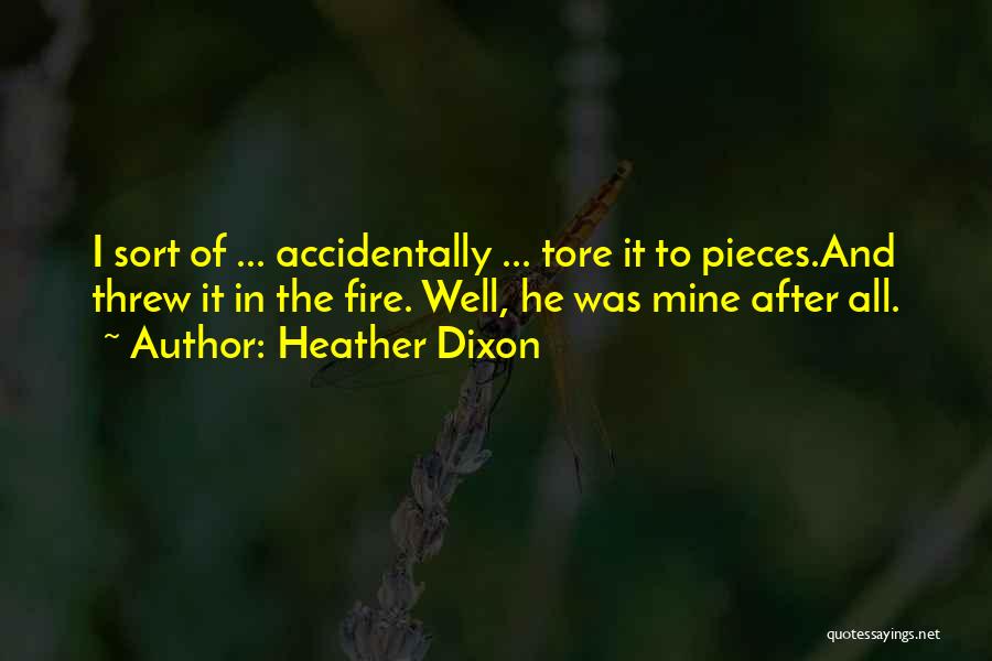 Heather Dixon Quotes: I Sort Of ... Accidentally ... Tore It To Pieces.and Threw It In The Fire. Well, He Was Mine After